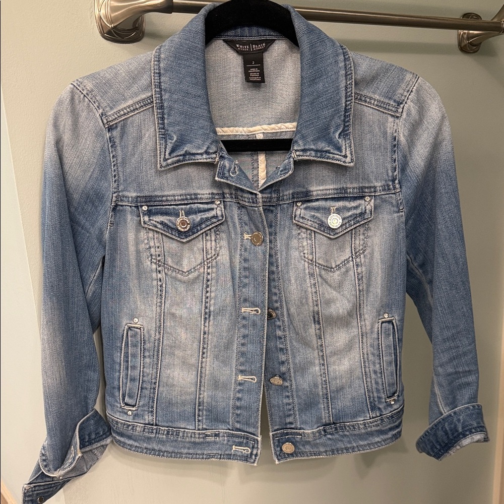 White House Black Market Light Blue Jean Jacket